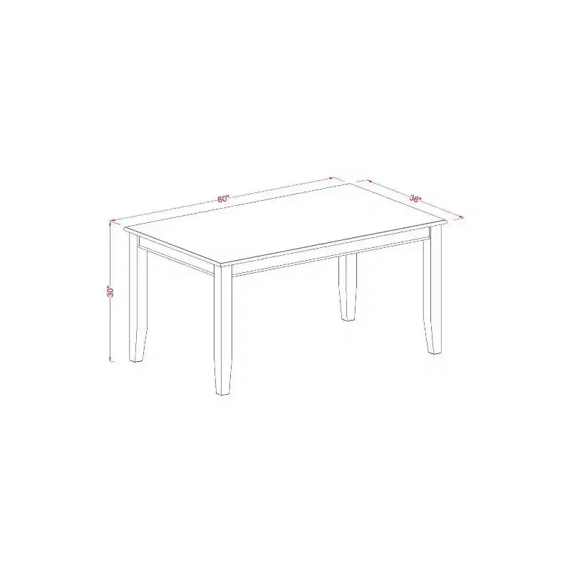 HomeStock Ensemble de 5 pièces : Table à manger rectangulaire avec plateau en bois massif finition noire et 4 chaises
