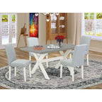 HomeStock Table de salle à manger 5 pièces rectangulaire en bois massif finition chêne naturel avec 4 chaises rembourrées
