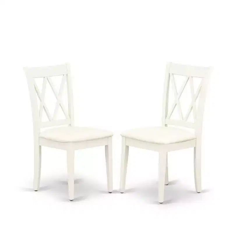 Ensemble de salle à manger 5 pièces - Table de cuisine ronde et 4 chaises de salle à manger - 42 pouces - Blanc lin