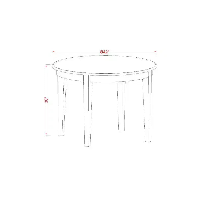 Ensemble de salle à manger 5 pièces - Table de cuisine ronde et 4 chaises de salle à manger - 42 pouces - Blanc lin