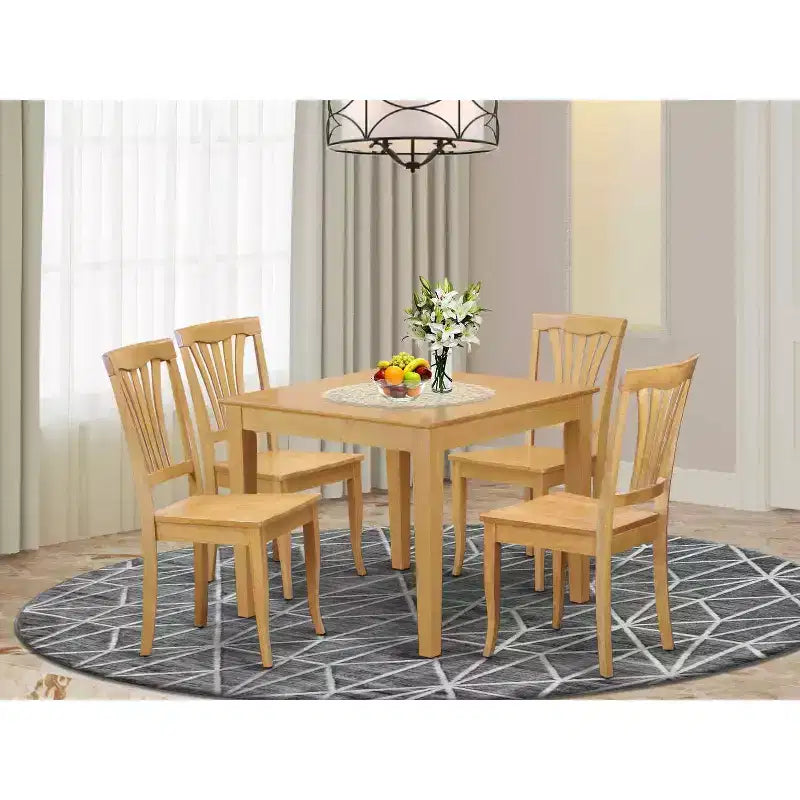Ensemble Table et Chaises de Cuisine - Style Art Déco, Ensemble Repas Carré en Bois Massif, Table de 91 cm