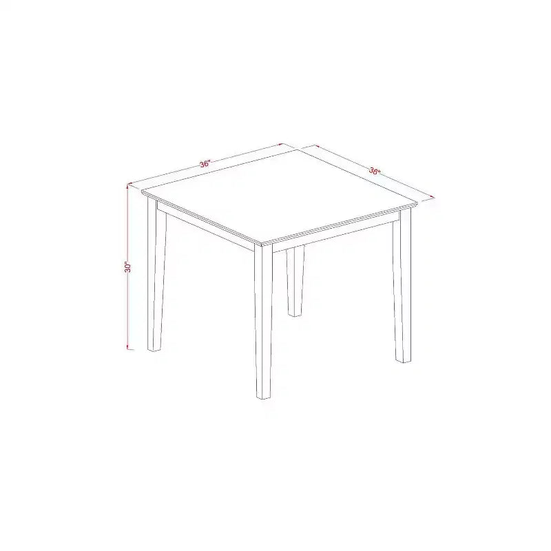 Ensemble salle à manger cottage – Table carrée 5 pièces et 4 chaises – Tissu lin – Fini chêne