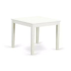 5-Piece Linen White Finish Solid Wood Top - Square Upholstered Dining Room Set - Seats 4