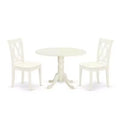 HomeStock 3-Pc Buttermilk and Cherry Solid Wood Top-Round Dining Room Set with Dropleaf-Seats 4