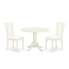 HomeStock 3-Pc Buttermilk and Cherry Solid Wood Top-Round Dining Room Set with Dropleaf-Seats 4