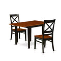 HomeStock 3-Pc Black and Cherry Finish Rectangular Solid Wood Top Dining Table Set