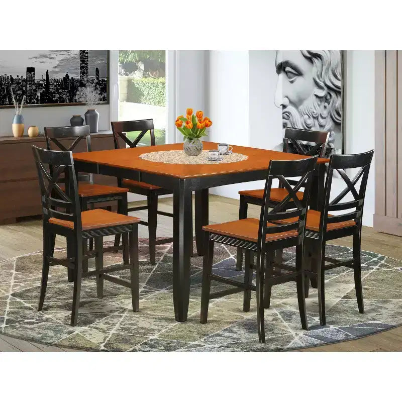 Ensemble de salle à manger hauteur comptoir - Table et 8 chaises - Mobilier de bar moderne