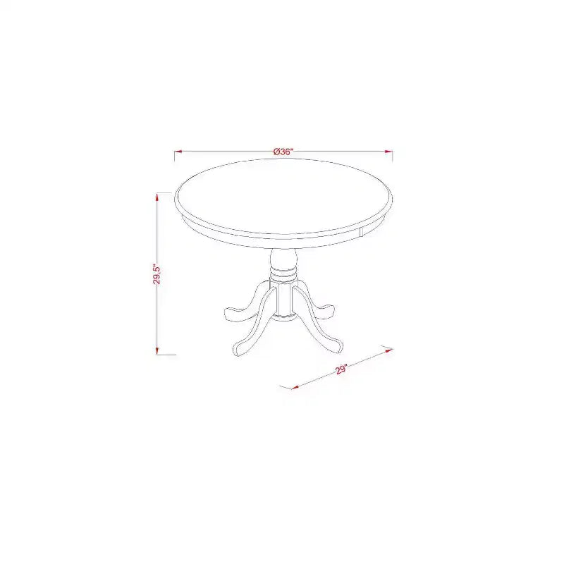 Ensemble de salle à manger rond 36 pouces - Table 3 pièces et 2 chaises Parsons - Pieds blancs lin - Tissu gris
