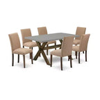 HomeStock 7-Pc Multi-Color Solid Wood Top-Rectangular Upholstered Dining Room Set with High Back-Seats 4