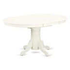 Ensemble table à manger ovale vintage - 5 pièces, 1 table et 4 chaises - Pieds blancs lin - Tissu beige clair