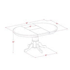 Ensemble table à manger ovale vintage - 5 pièces, 1 table et 4 chaises - Pieds blancs lin - Tissu beige clair