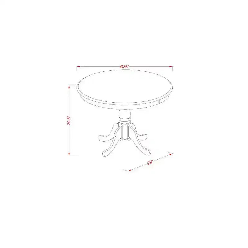 Ensemble de salle à manger rond 3 pièces en bois massif finition acajou avec dossier haut (4 places)