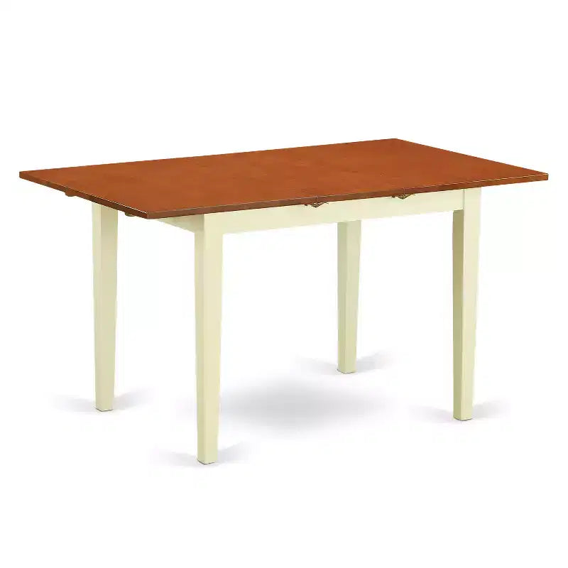 5 Piece Kitchen Table Set for 4 - Rectangle Dining Table with Butterfly Leaf & 4 Chairs - Buttermilk & Cherry Finish