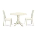 Kitchen Table Set 3pc - Dining Table & 2 Chairs - Small Space Bistro Table - Linen White Finish