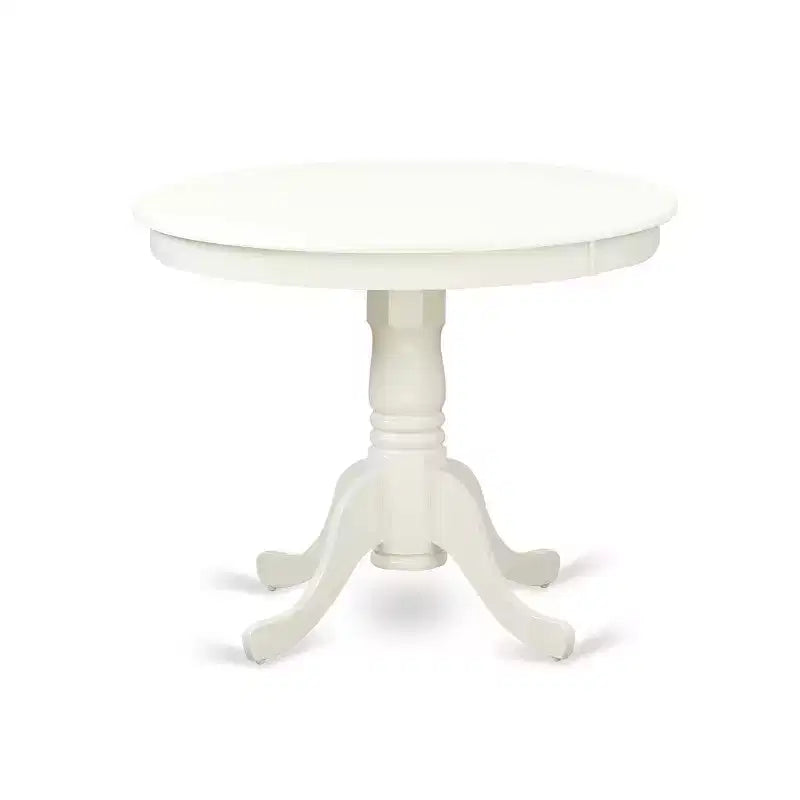 Ensemble de salle à manger rond 5 pièces – Table 36" et 4 chaises – Blanc lin flamant rose – Ensemble de cuisine moderne