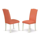 Ensemble de salle à manger rond 5 pièces – Table 36" et 4 chaises – Blanc lin flamant rose – Ensemble de cuisine moderne