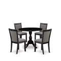 HomeStock 5-Piece Natural Oak Finish Solid Wood Top Dining Table with 4 Upholstered Chairs with Drop Leaf Lattice Back