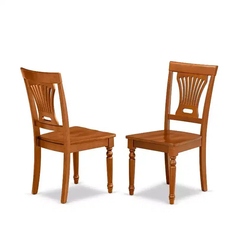 Table à manger 7 pièces ovale en bois massif finition brun selle avec 6 chaises avec