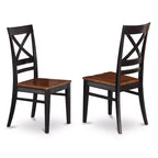 Table de salle à manger HomeStock 7 pièces avec plateau en bois massif noir et cerisier et 6 chaises