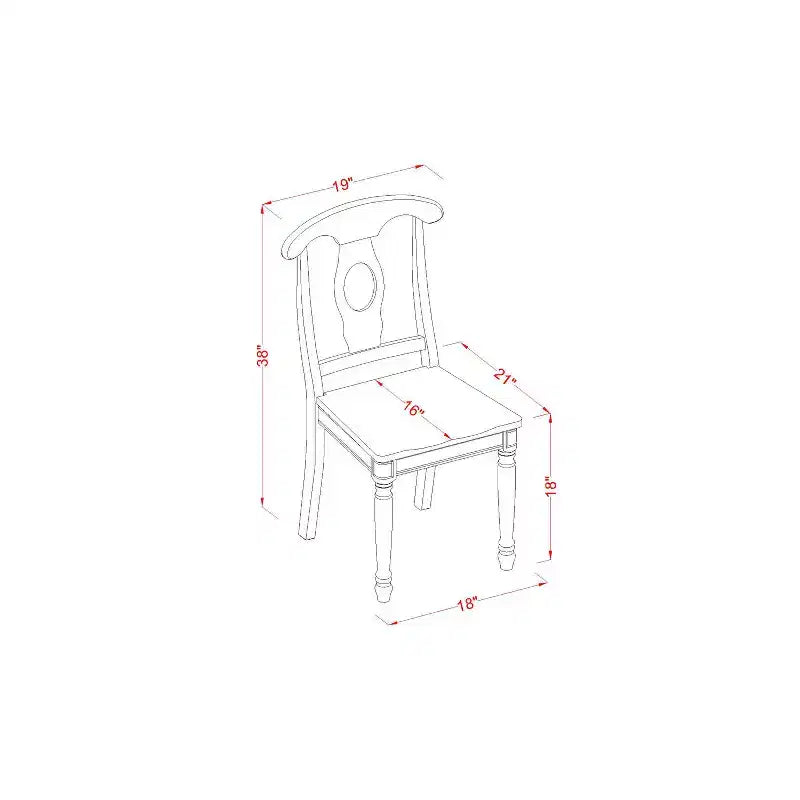 Ensemble de salle à manger 5 pièces en bois massif finition marron selle – 4 places