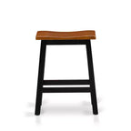 HomeStock Ensemble de salle à manger 4 pièces en bois massif finition noire et cerisier – une table de salle à manger, 2 tabourets et un banc
