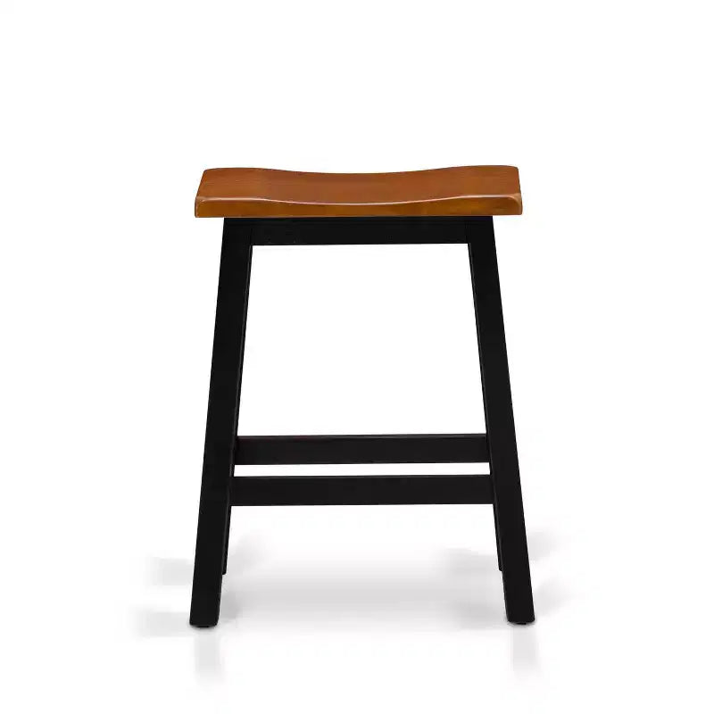 HomeStock Ensemble de salle à manger 4 pièces en bois massif finition noire et cerisier – une table de salle à manger, 2 tabourets et un banc