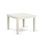 Ensemble de table à manger rectangulaire de cuisine - Table et 4 chaises (5 pièces) - Pieds blancs lin - Tissu beige clair
