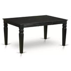 HomeStock – Table à manger rectangulaire 7 pièces en bois massif finition noire avec 6 chaises Parson