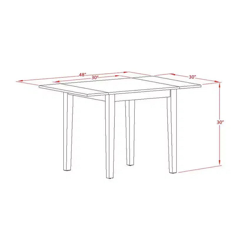 Ensemble de salle à manger 3 pièces avec plateau en bois massif finition noire et cerisier