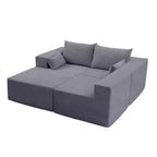 105.51 en velours côtelé sectionnel modulaire en forme de L avec pouf