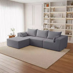 105.51 en velours côtelé sectionnel modulaire en forme de L avec pouf