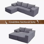 105.51 en velours côtelé sectionnel modulaire en forme de L avec pouf