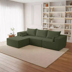 105.51 en velours côtelé sectionnel modulaire en forme de L avec pouf