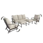 5 Piece Backyard Patio Furniture Set, Outdoor Furniture Set with 2 Rocking Chairs, 3-Seat Sofa, and 2 Ottomans