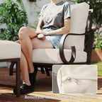 Ensemble de mobilier de jardin 5 pièces pour patio, ensemble de mobilier d'extérieur avec 2 fauteuils à bascule, un canapé 3 places et 2 poufs