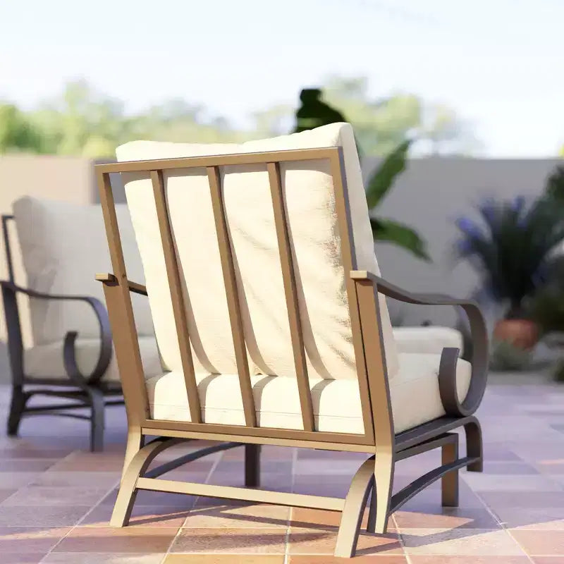 Ensemble de mobilier de jardin 5 pièces pour patio, ensemble de mobilier d'extérieur avec 2 fauteuils à bascule, un canapé 3 places et 2 poufs