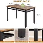 Ensemble de salle à manger 4 pièces pour 4 personnes, table de cuisine en bois avec 2 chaises et banc, ensemble de table de cuisine rectangulaire avec étagère de rangement pour salon