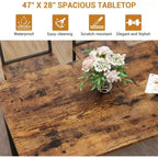Ensemble de salle à manger 4 pièces pour 4 personnes, table de cuisine en bois avec 2 chaises et banc, ensemble de table de cuisine rectangulaire avec étagère de rangement pour salon