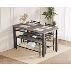 Ensemble de salle à manger 4 pièces pour 4 personnes, table de cuisine en bois avec 2 chaises et banc, ensemble de table de cuisine rectangulaire avec étagère de rangement pour salon