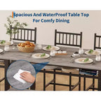 Ensemble de salle à manger 4 pièces pour 4 personnes, table de cuisine en bois avec 2 chaises et banc, ensemble de table de cuisine rectangulaire avec étagère de rangement pour salon