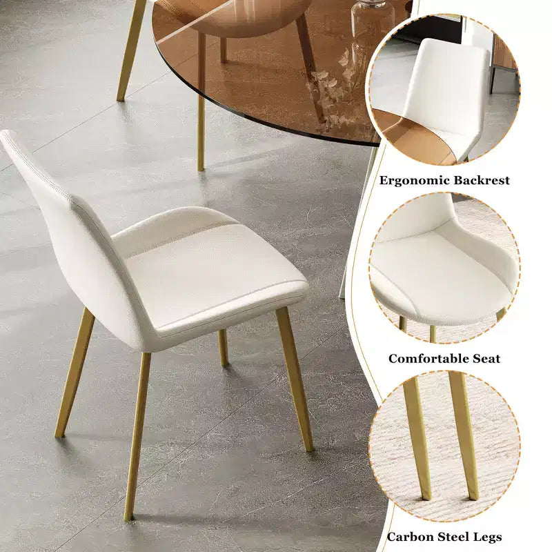 Ensemble de salle à manger rond 5 pièces GDFStudio Lenhart du milieu du siècle avec table en verre de 35 pouces et 4 chaises ergonomiques