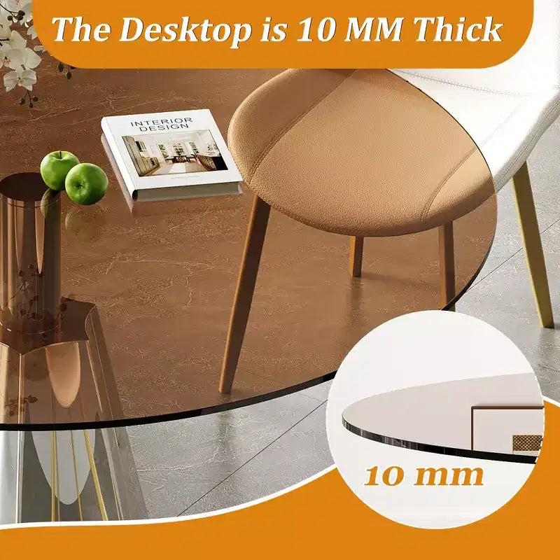 Ensemble de salle à manger rond 5 pièces GDFStudio Lenhart du milieu du siècle avec table en verre de 35 pouces et 4 chaises ergonomiques