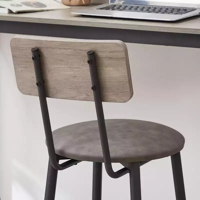 Table de bar avec 2 tabourets de bar, sièges et dossiers souples en PU, panneaux de particules, pour bar, maison, bureau ou salon, gris, taille unique