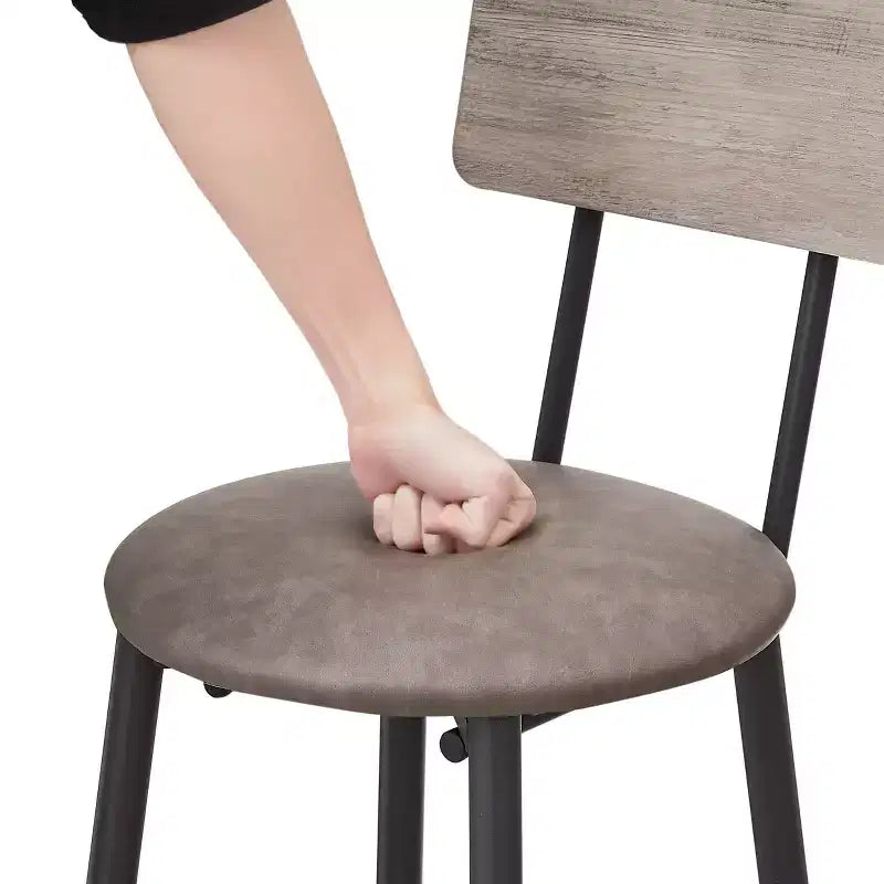 Table de bar avec 2 tabourets de bar, sièges et dossiers souples en PU, panneaux de particules, pour bar, maison, bureau ou salon, gris, taille unique