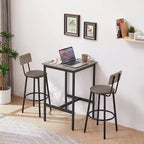 Table de bar avec 2 tabourets de bar, sièges et dossiers souples en PU, panneaux de particules, pour bar, maison, bureau ou salon, gris, taille unique