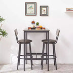 Table de bar avec 2 tabourets de bar, sièges et dossiers souples en PU, panneaux de particules, pour bar, maison, bureau ou salon, gris, taille unique