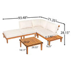 Christopher Knight Home Qevan Ensemble de canapés modulables d'extérieur 5 pièces en bois d'acacia moderne avec table basse