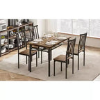 Ensemble de salle à manger COZONY 4 pièces style ferme, table et chaises de cuisine en bois avec rangement et pieds réglables
