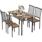 Ensemble de salle à manger COZONY 4 pièces style ferme, table et chaises de cuisine en bois avec rangement et pieds réglables