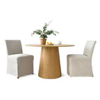 Ensemble table et chaises de salle à manger 3 pièces, table ronde de 89 cm avec chaises déhoussables rembourrées pour coin repas ou petit espace - Panipeachy